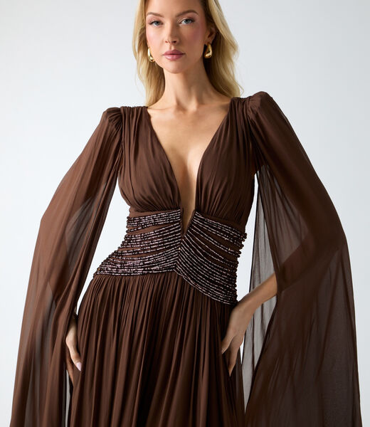 guess marciano pleated maxi dress
