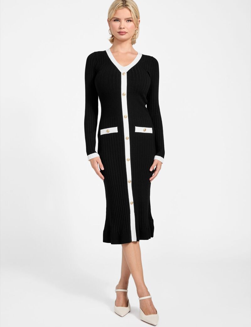 Rib-knit midi dress