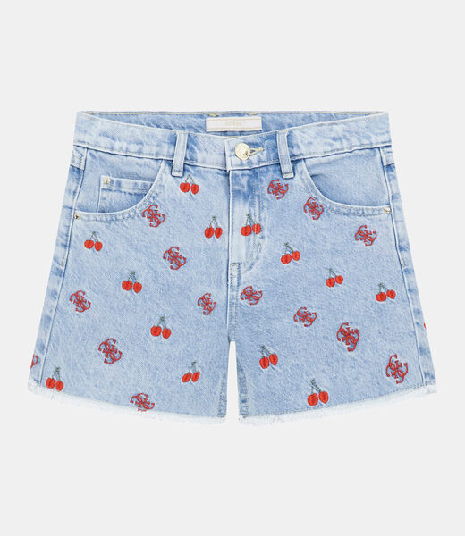 Embroidery denim shorts