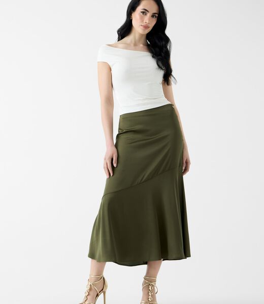 Satin midi skirt