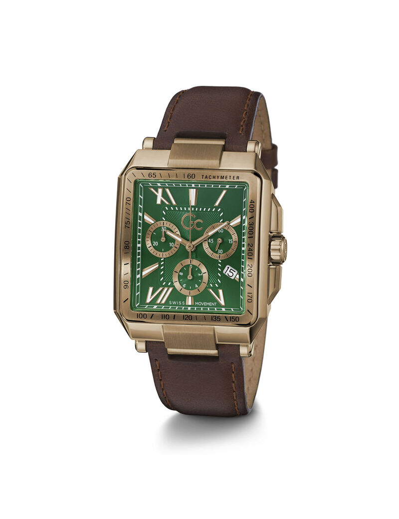 Shop GUESS Gc Rectangle Multi-Function Watch, Brown | GUESS KSA