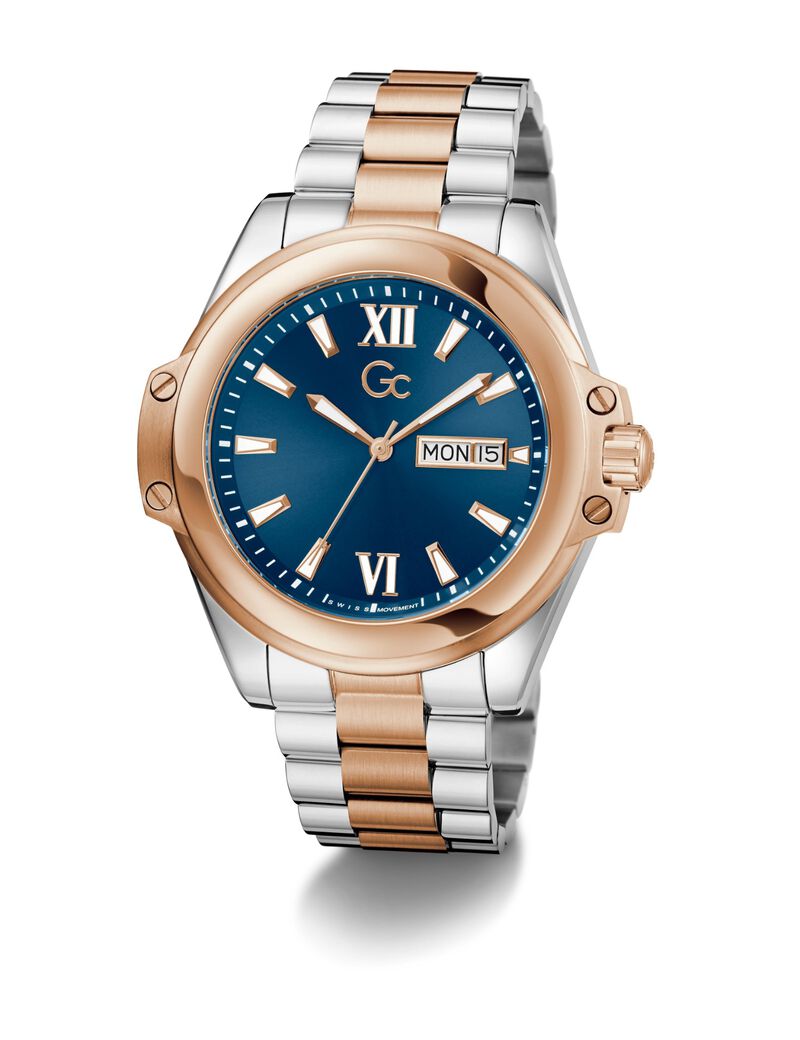 جيس gc sportchic men s 517 mvmt blue dail 10 amt silver rose gold stainless steel brct