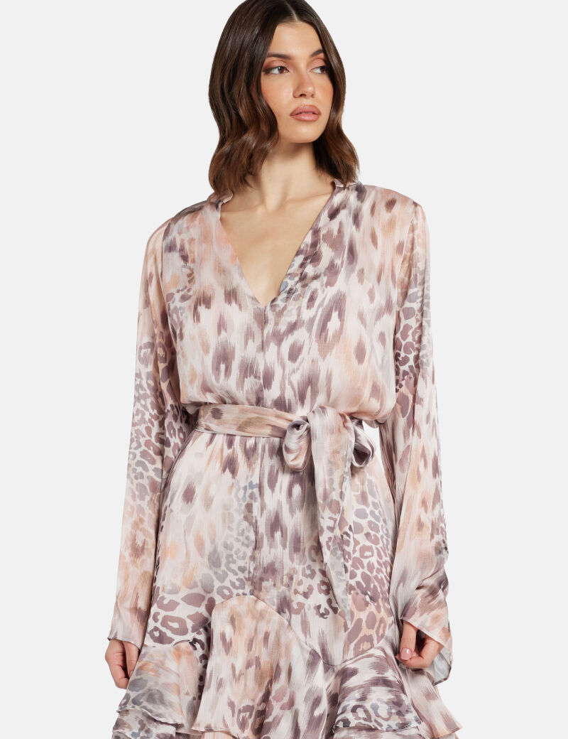 Belted chiffon mini dress