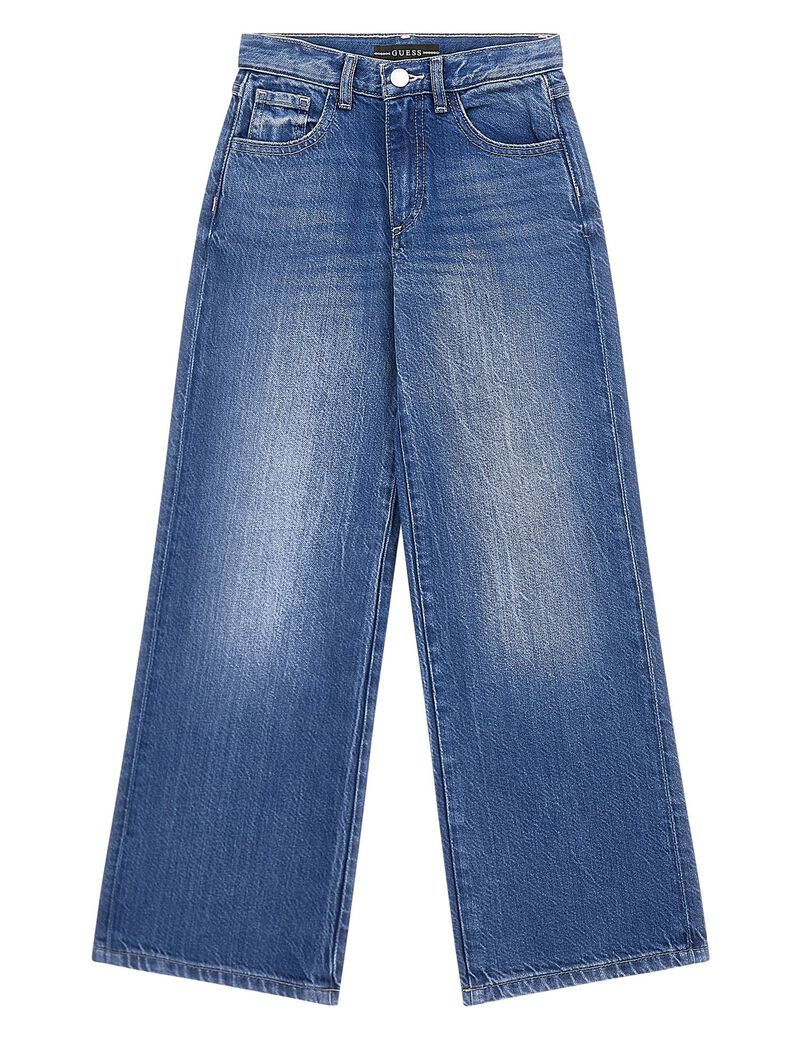 High rise wide leg denim pants