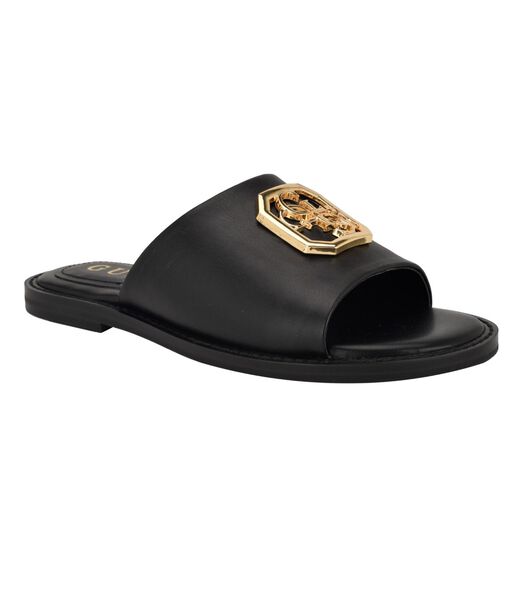 Quattro G Embellished Straw Flat Sandal