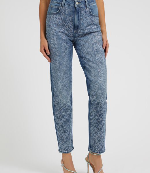 Rhinestones Mom Fit Denim Pant