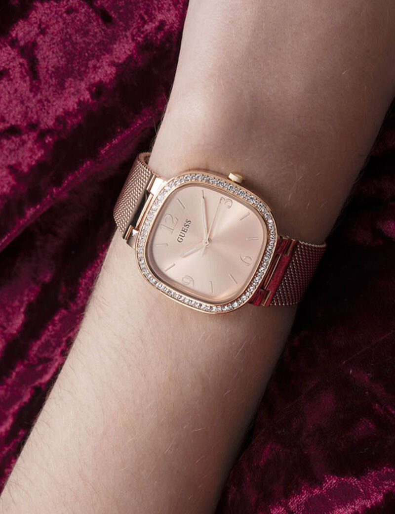 Rose Gold Square Mesh Watch