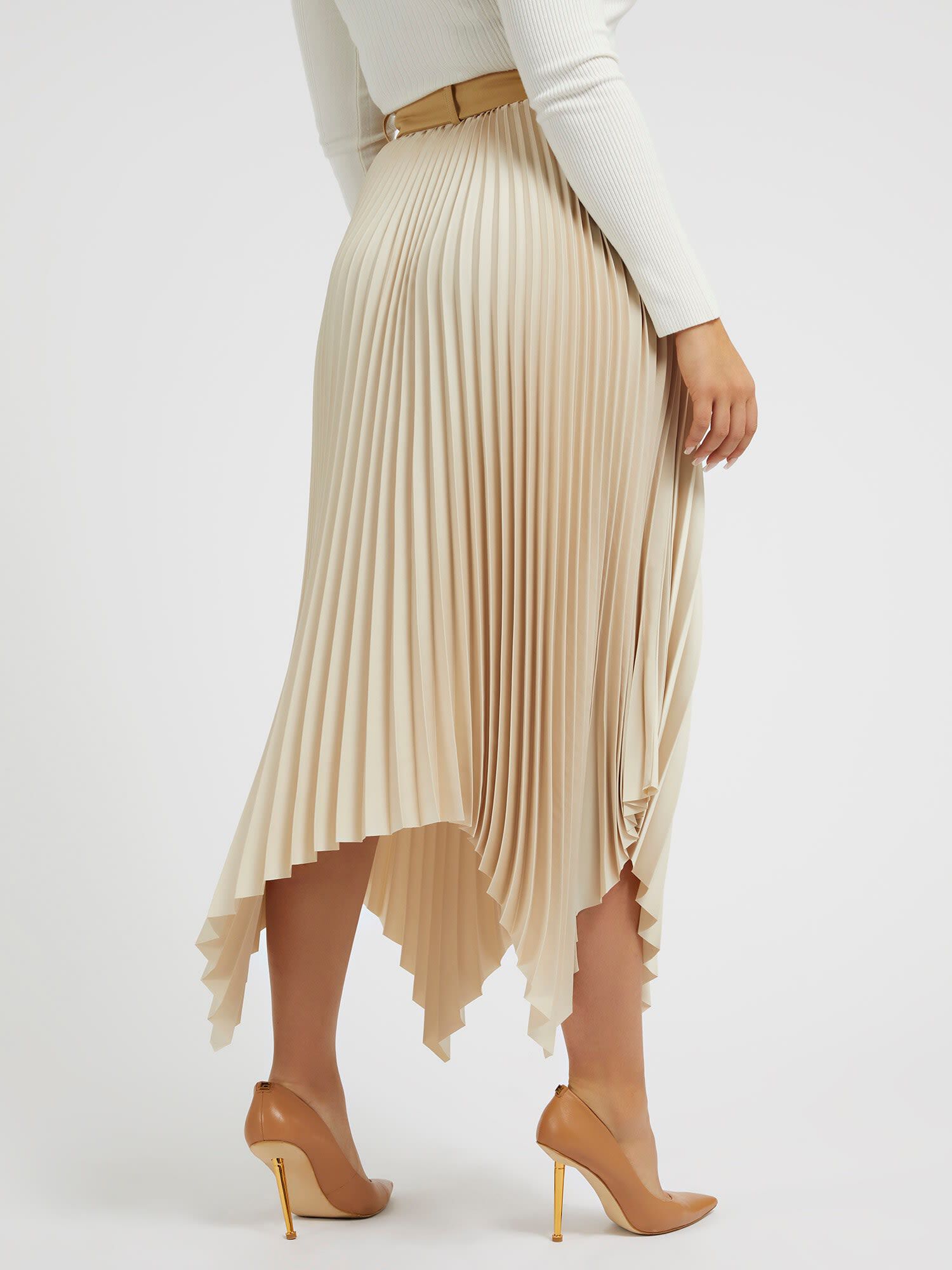 Guess gold pleated skirt online