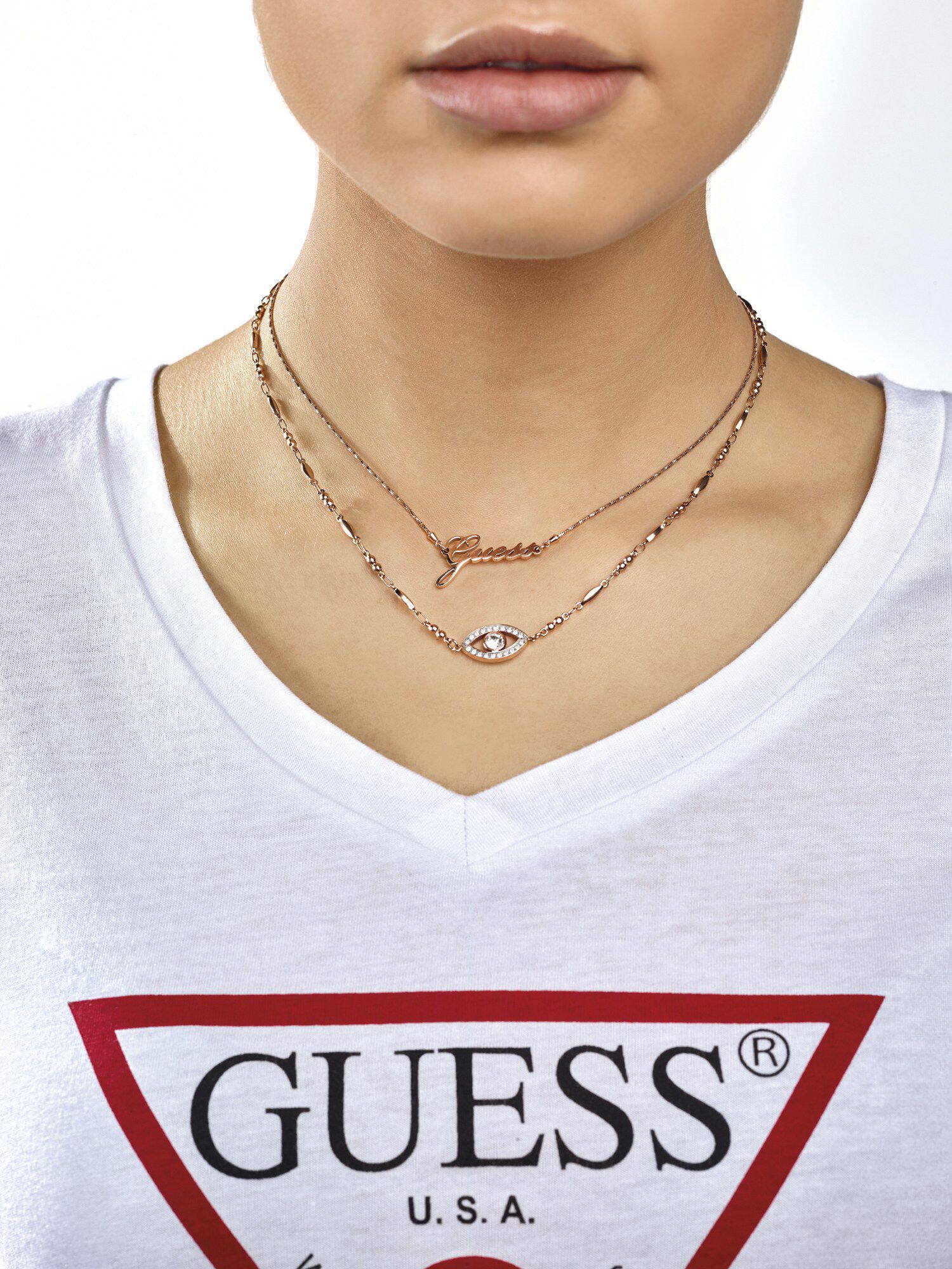 Guess rose gold necklace hotsell