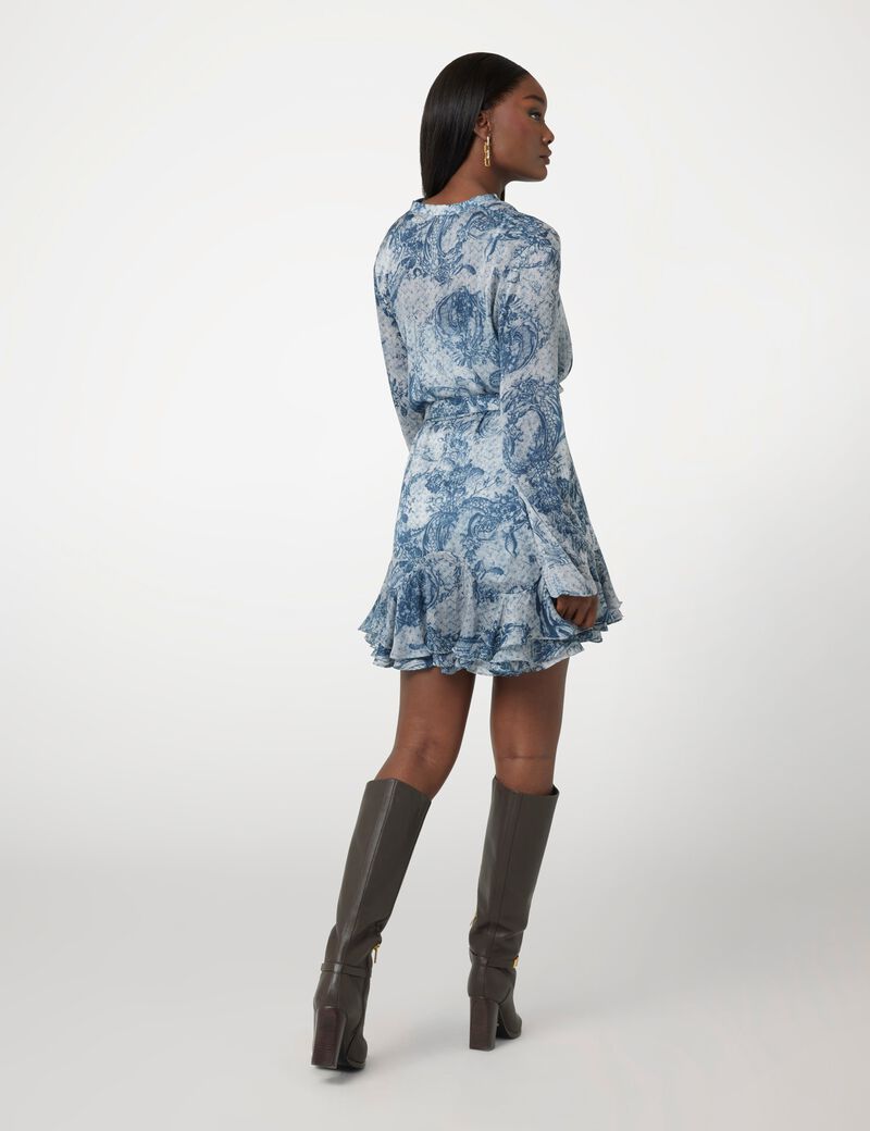 Belted chiffon mini dress