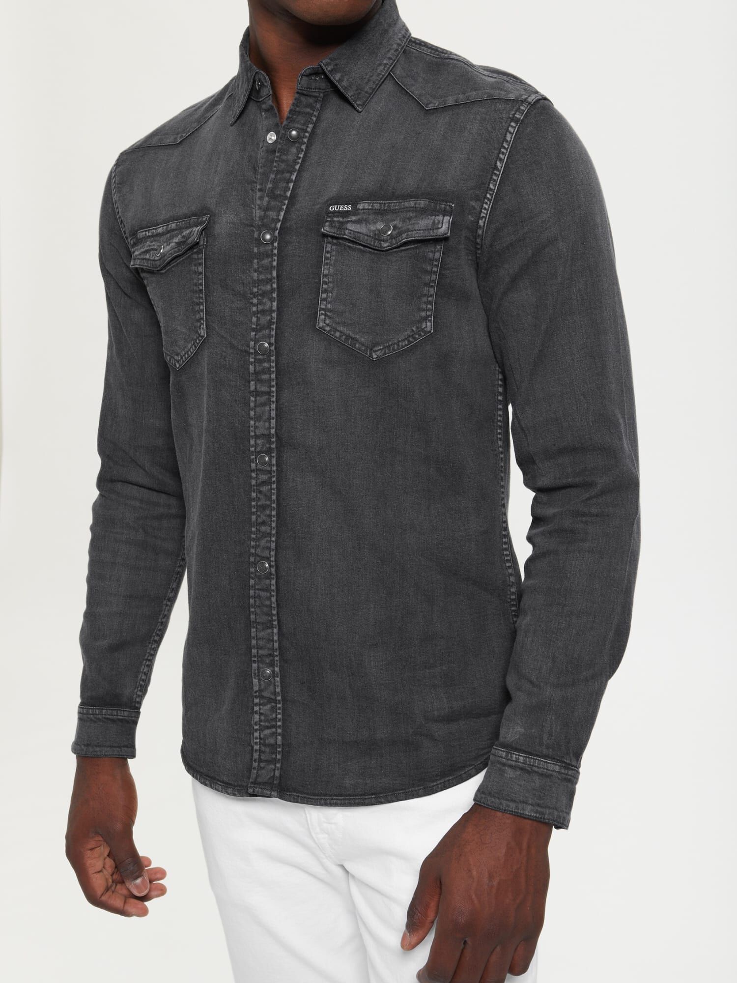Shop GUESS Online Slim Fit Denim Shirt