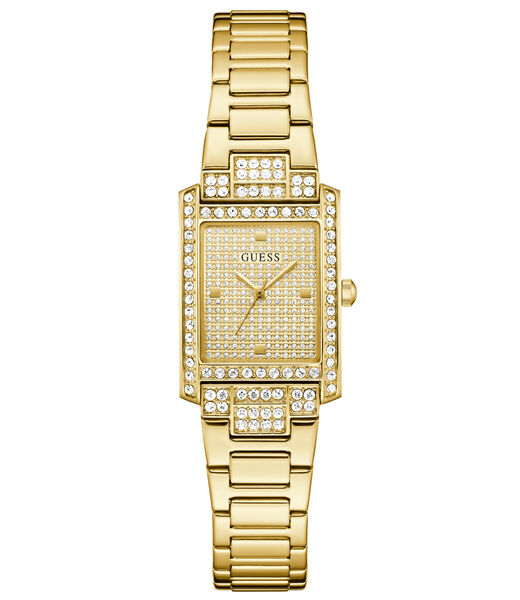 Ladies Yellow Gold Tone Rectangle Analog Watch