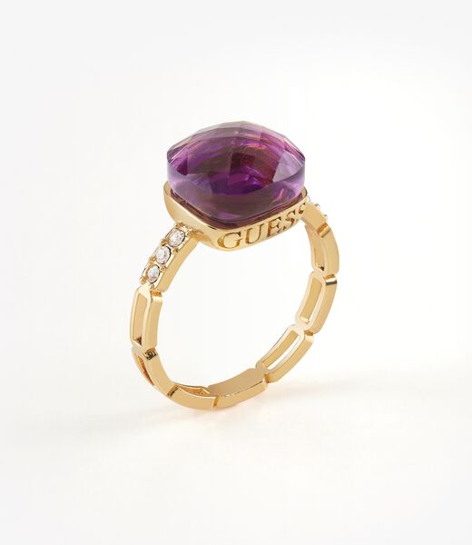 10X10Mm Amethyst & Crystals Yellow Gold