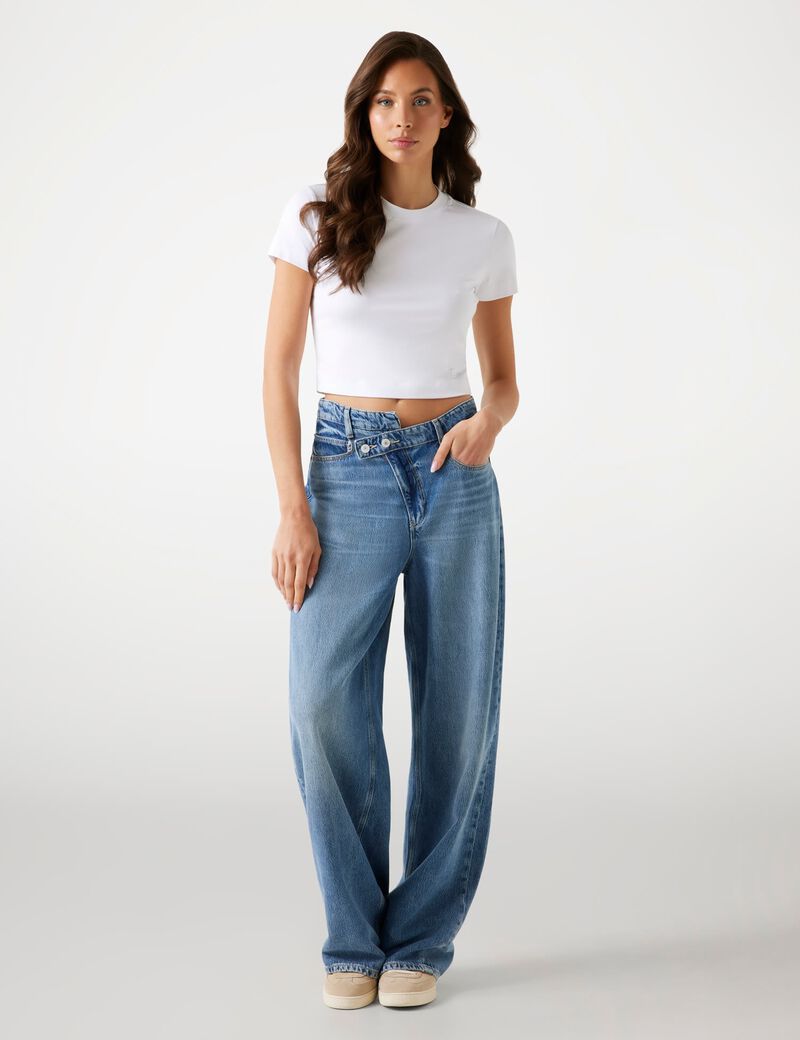 Mid-rise wide-leg jeans