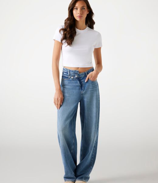 Mid-rise wide-leg jeans