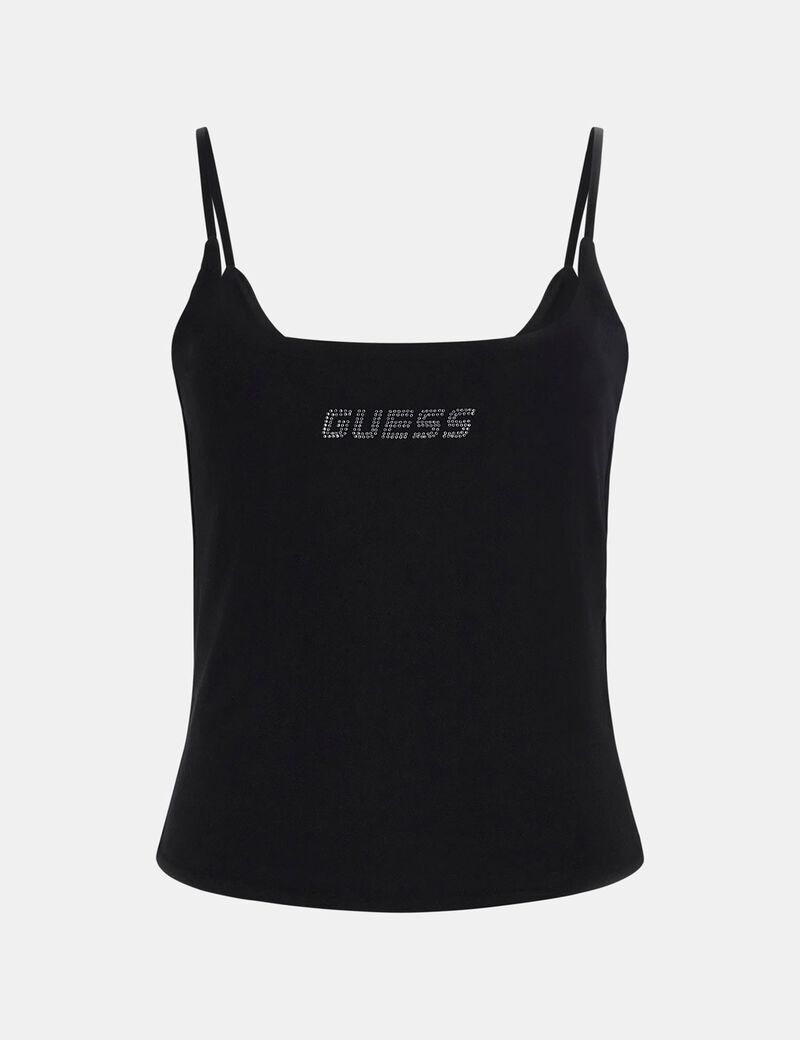 Rhinestone logo tank top