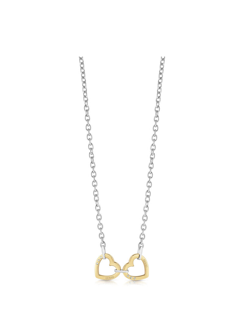 Gold And Silver Double Heart Necklace