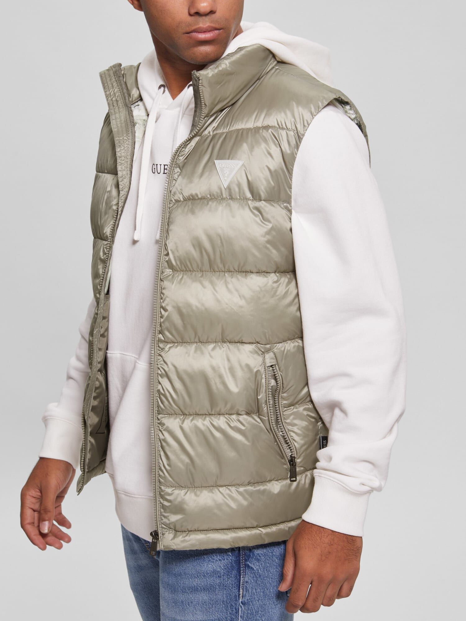 Light grey puffer vest cheap
