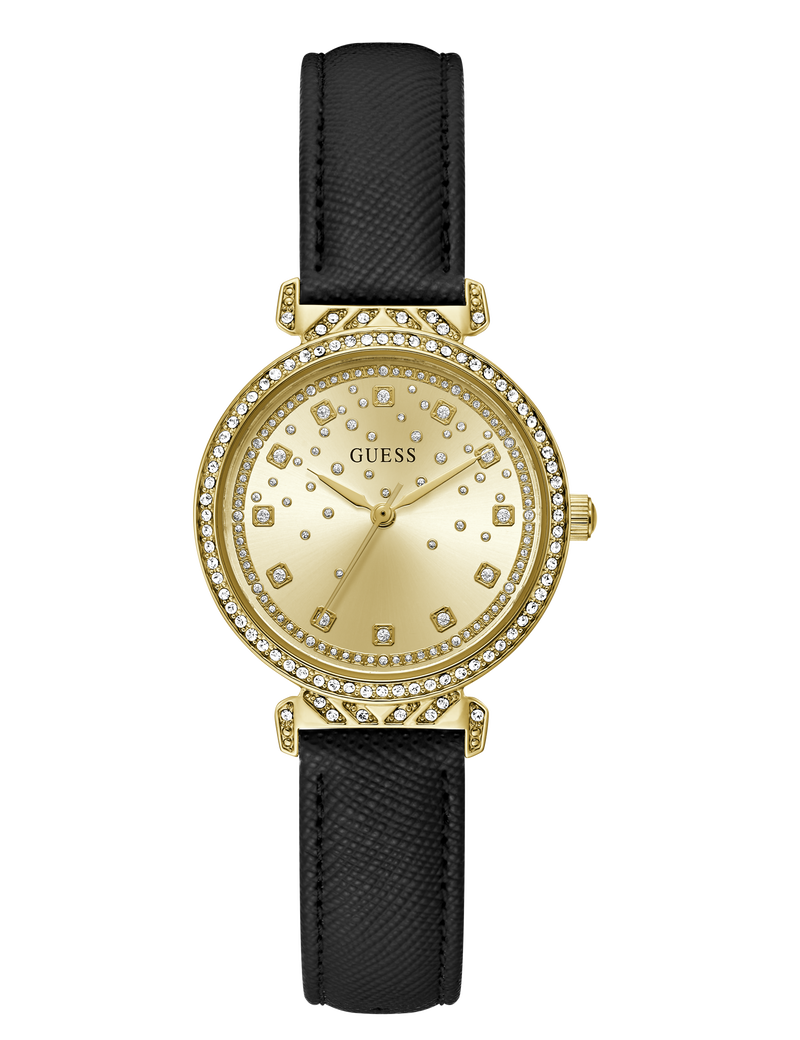 Ladies Black Gold Tone Analog Watch