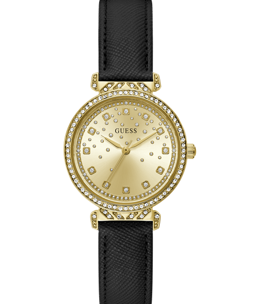 Ladies Black Gold Tone Analog Watch