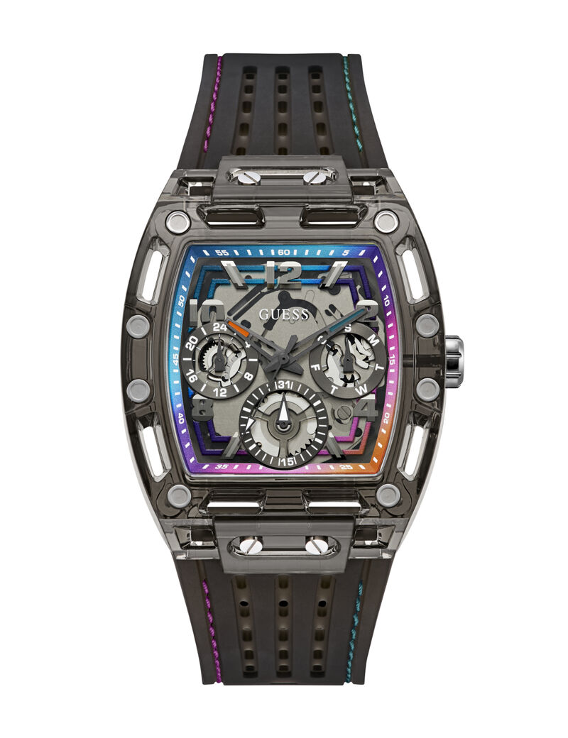 Mens Black/Gunmetal/Grey Rectangle Analog Watch