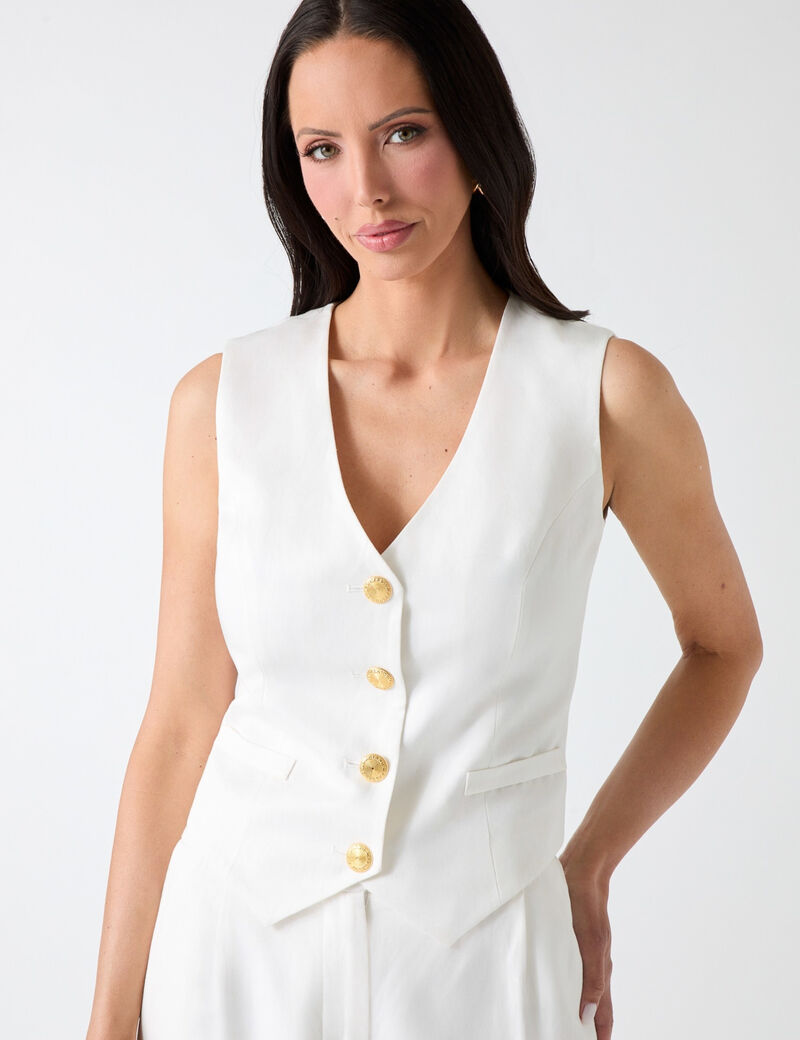 guess marciano linen blend vest