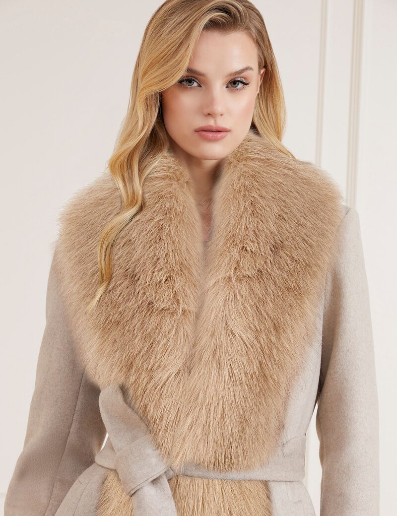 Marciano Faux Fur Wool Blend Coat
