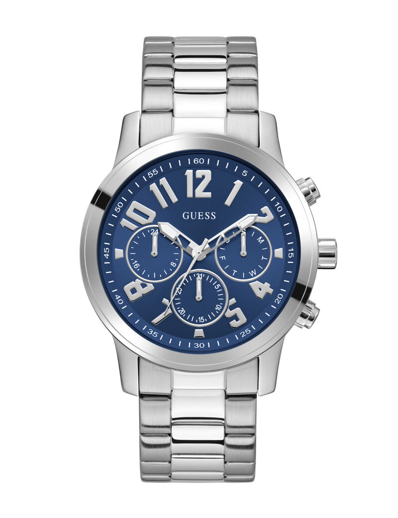 Mens Silver Tone Round Analog Watch