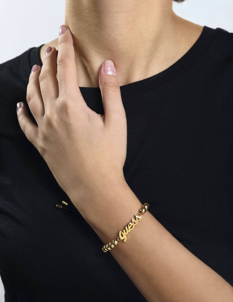 Gold Black Cord Logo Bracelet