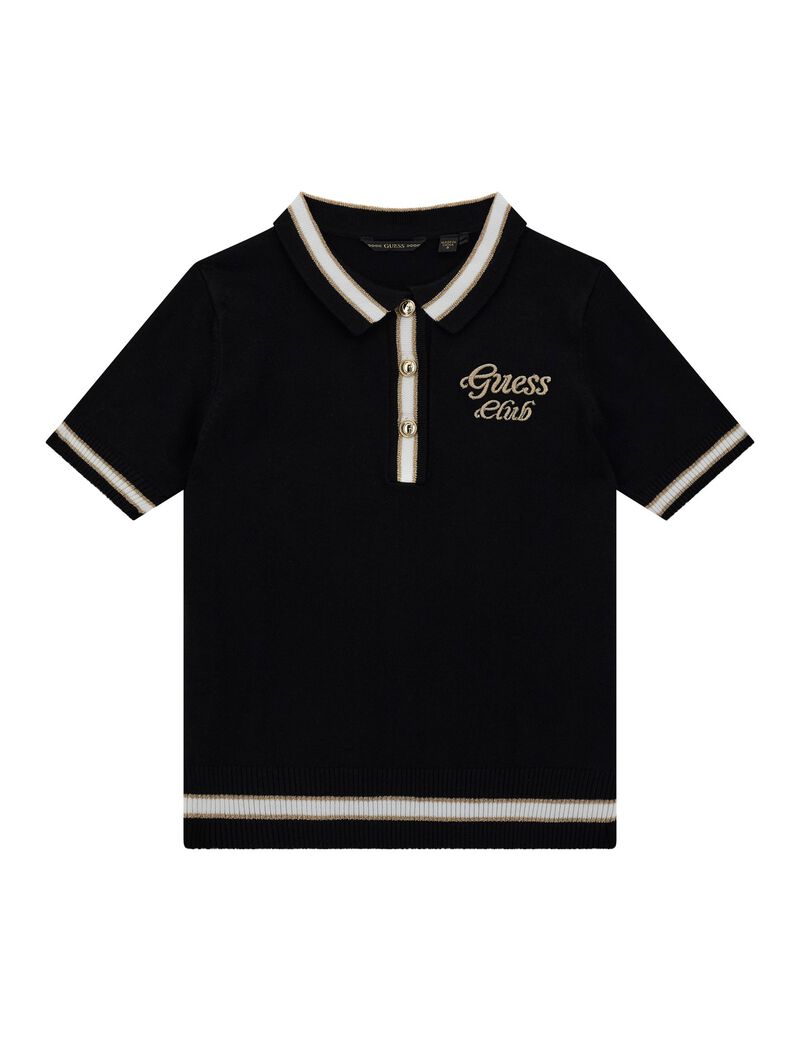 Shop GUESS Side embroidery sweater polo, Black GUESS KSA