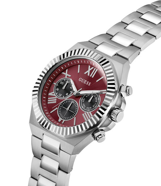guess mens silver tone round analog watch