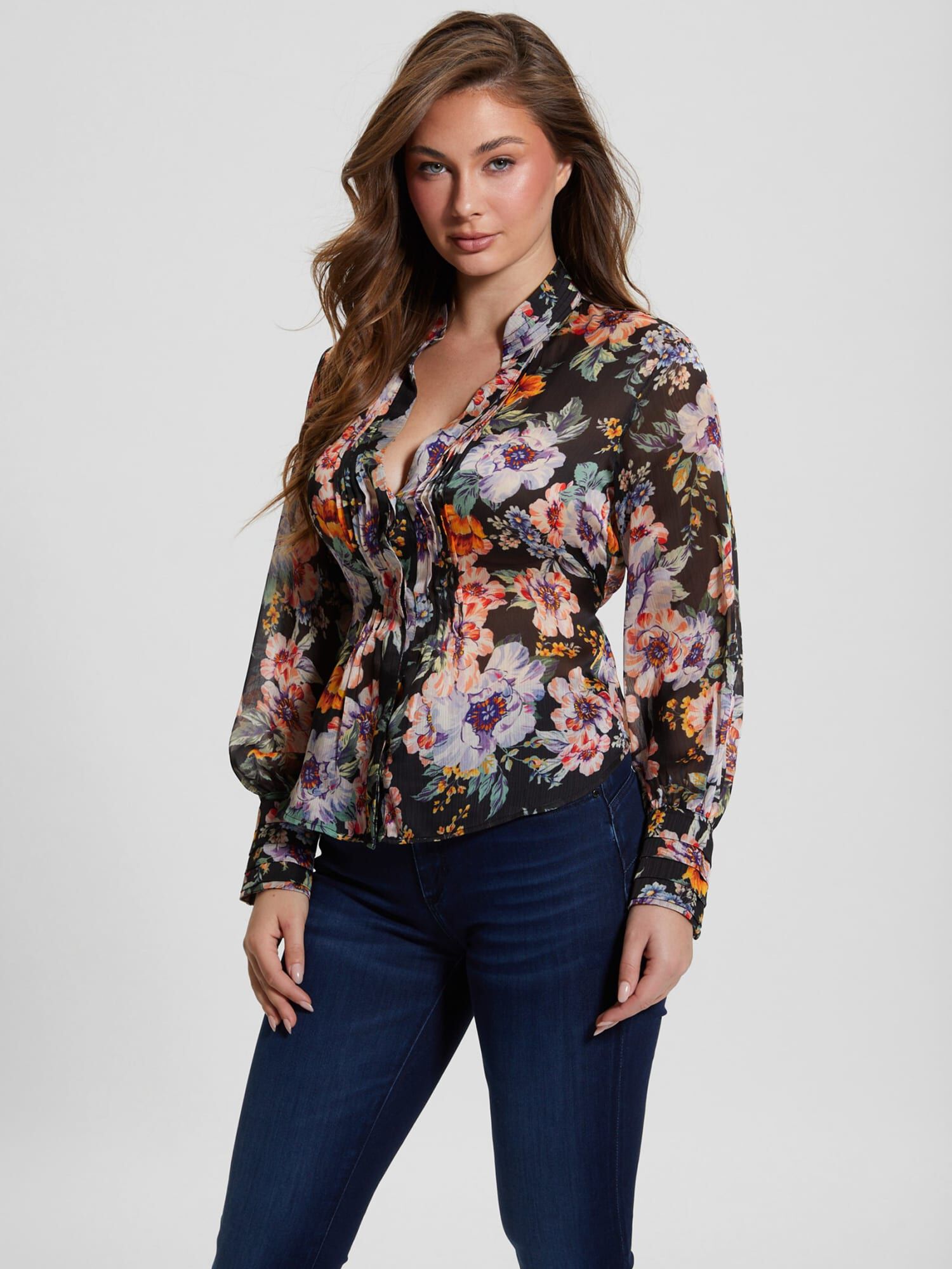 Shop GUESS Online Floral Print Blouse