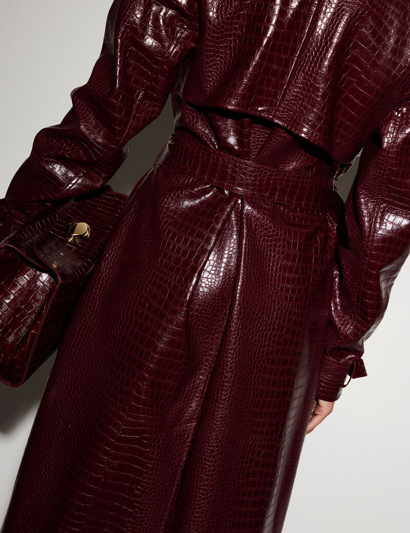 guess leonie faux leather long trench coat