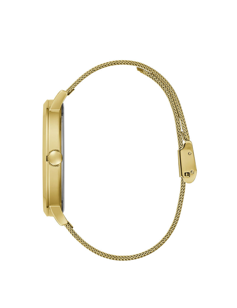 ساعة يد بسوار شبكي باللون الذهبي