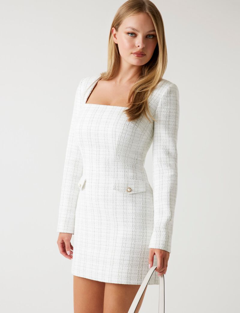 Boucl&eacute; tweed mini dress