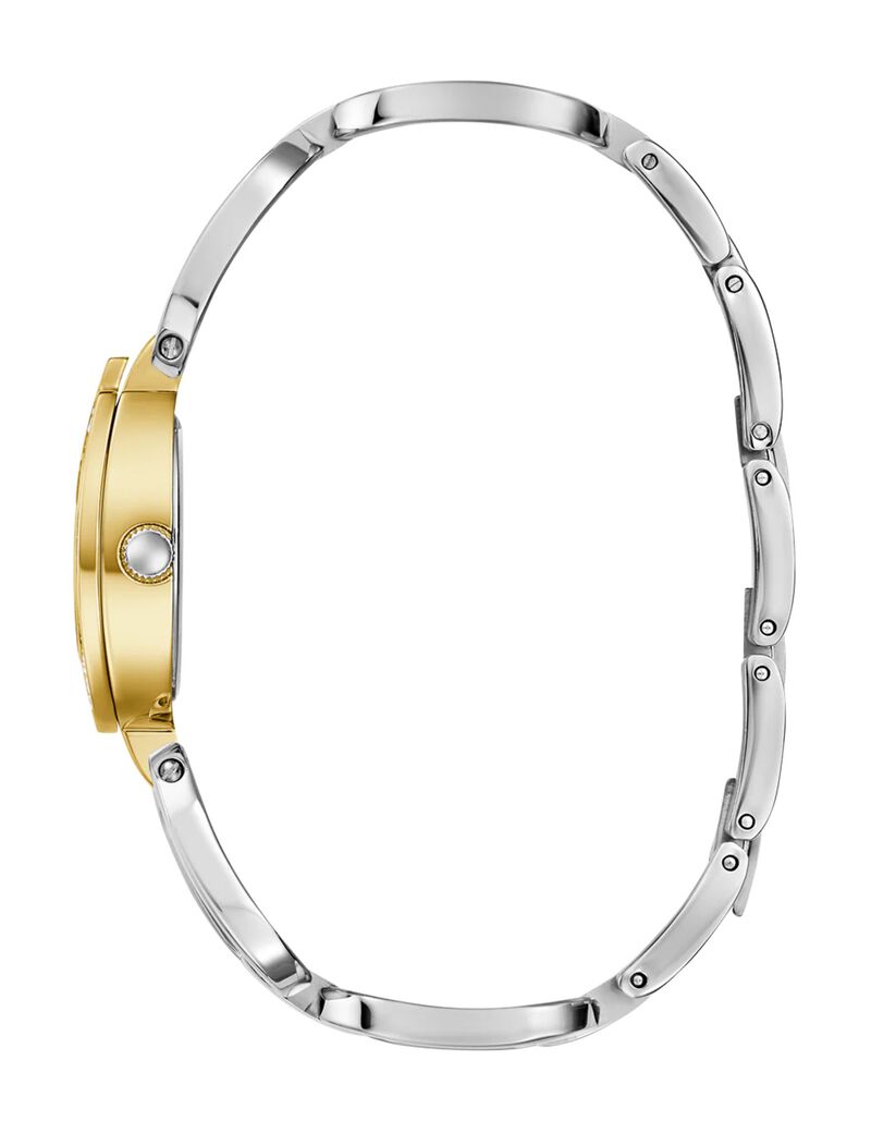 guess bejeweled women gia quartz analog 22 2 mm gld case 2 tone ss brt
