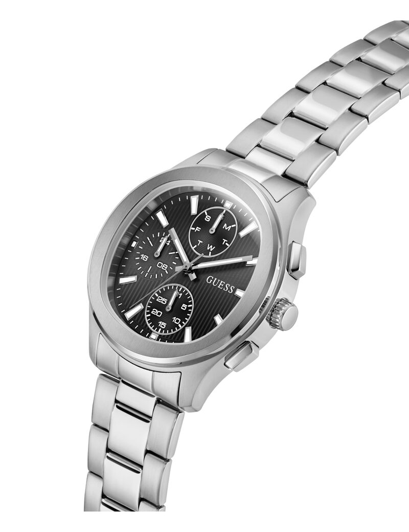 Mens Silver Tone Square Analog Watch