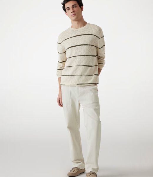 Linen-blend striped sweater