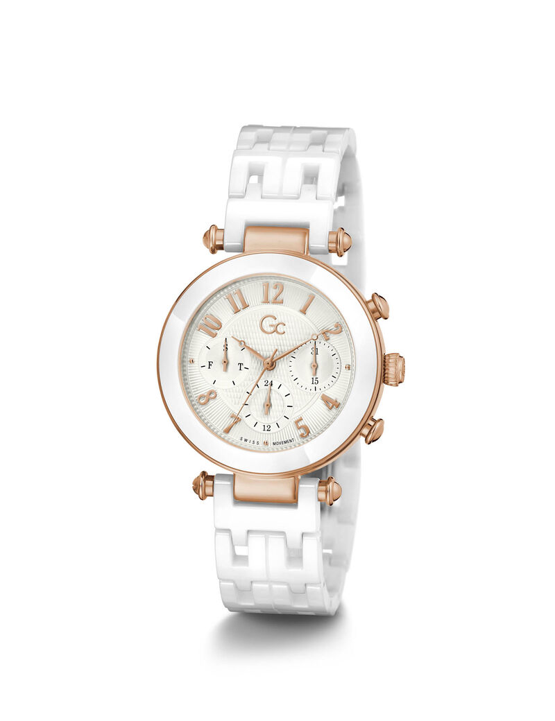 Gc Rose Gold And White Multifunction Watch