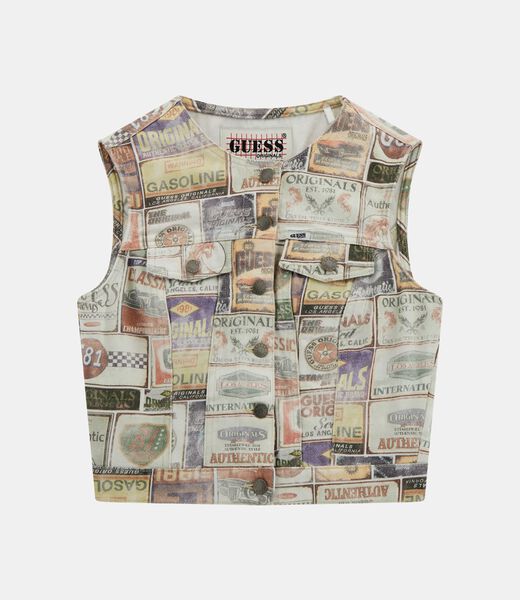 All over print denim top
