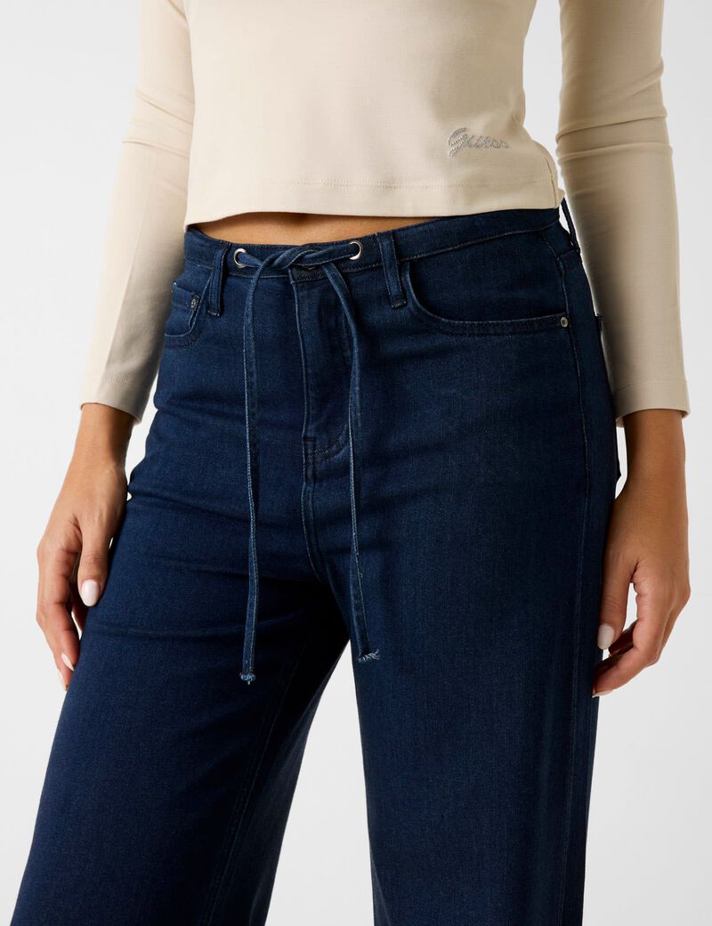 Wide-leg lyocell jeans