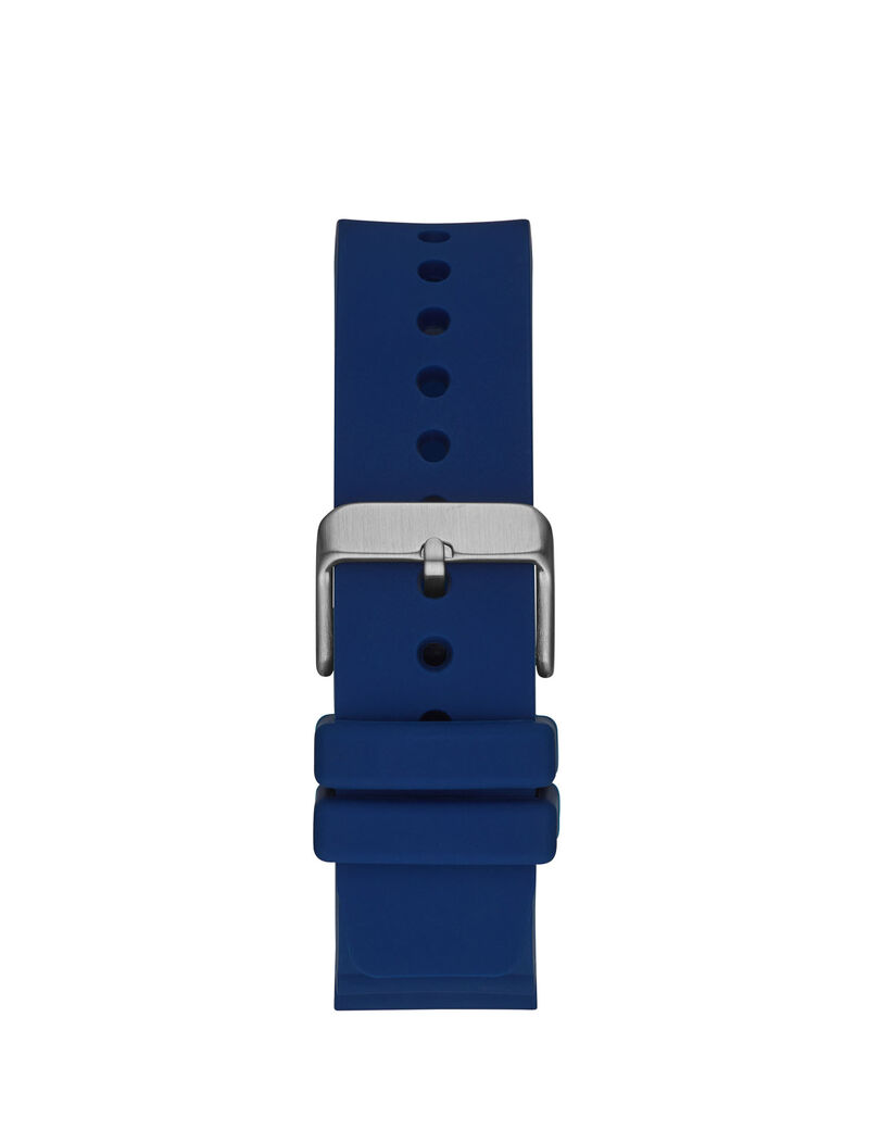 Blue And Silver Analog Silicone Watch