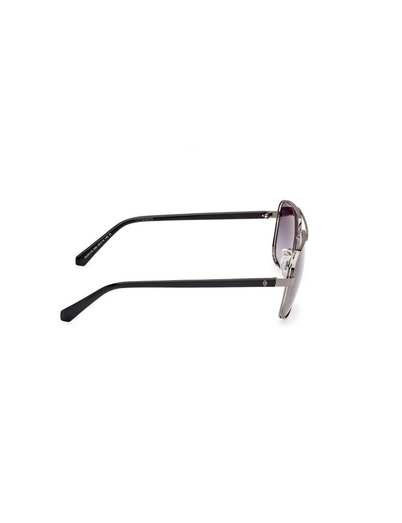 Metal Sun Glasses M Shiny Gunmetal Gradient Brown