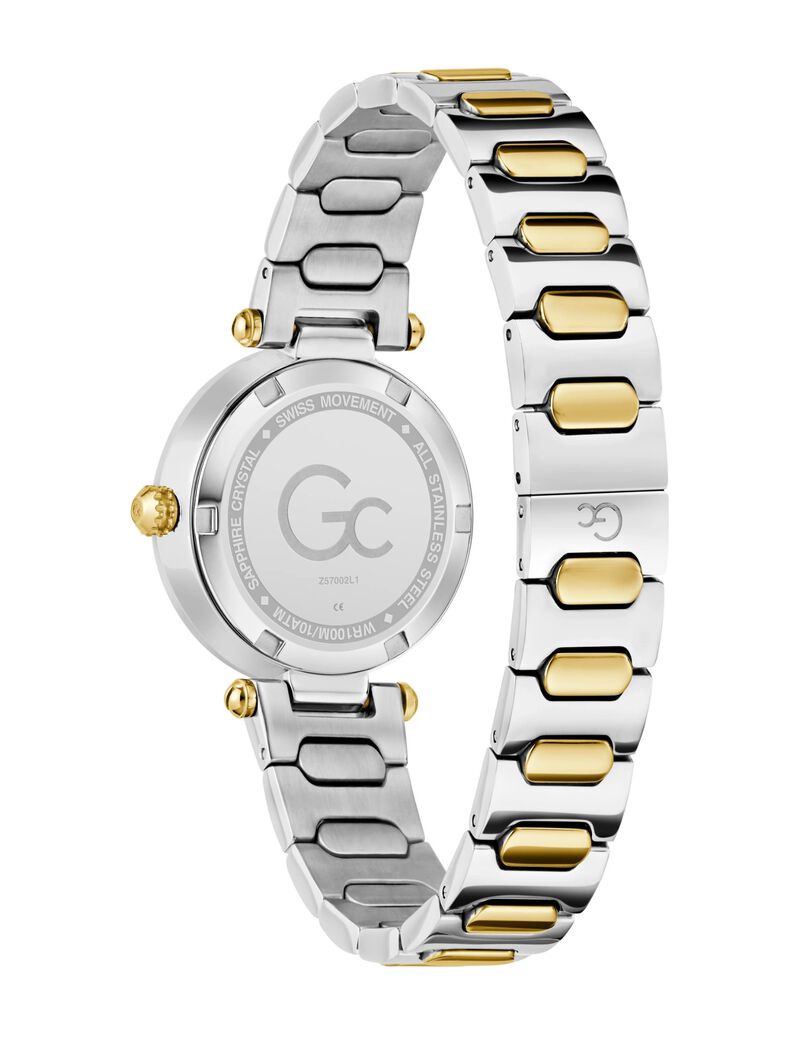 جيس gc sportchic women s 763 mvmt white dail 10 amt silver yellow gold stainless steel brct