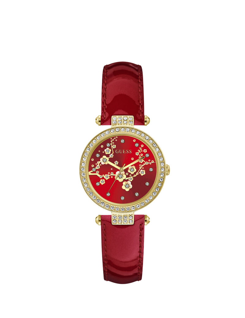 Red Crystal Analog Watch