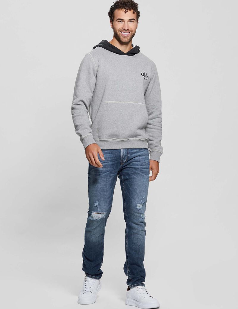 Contrasting color hood sweatshirt