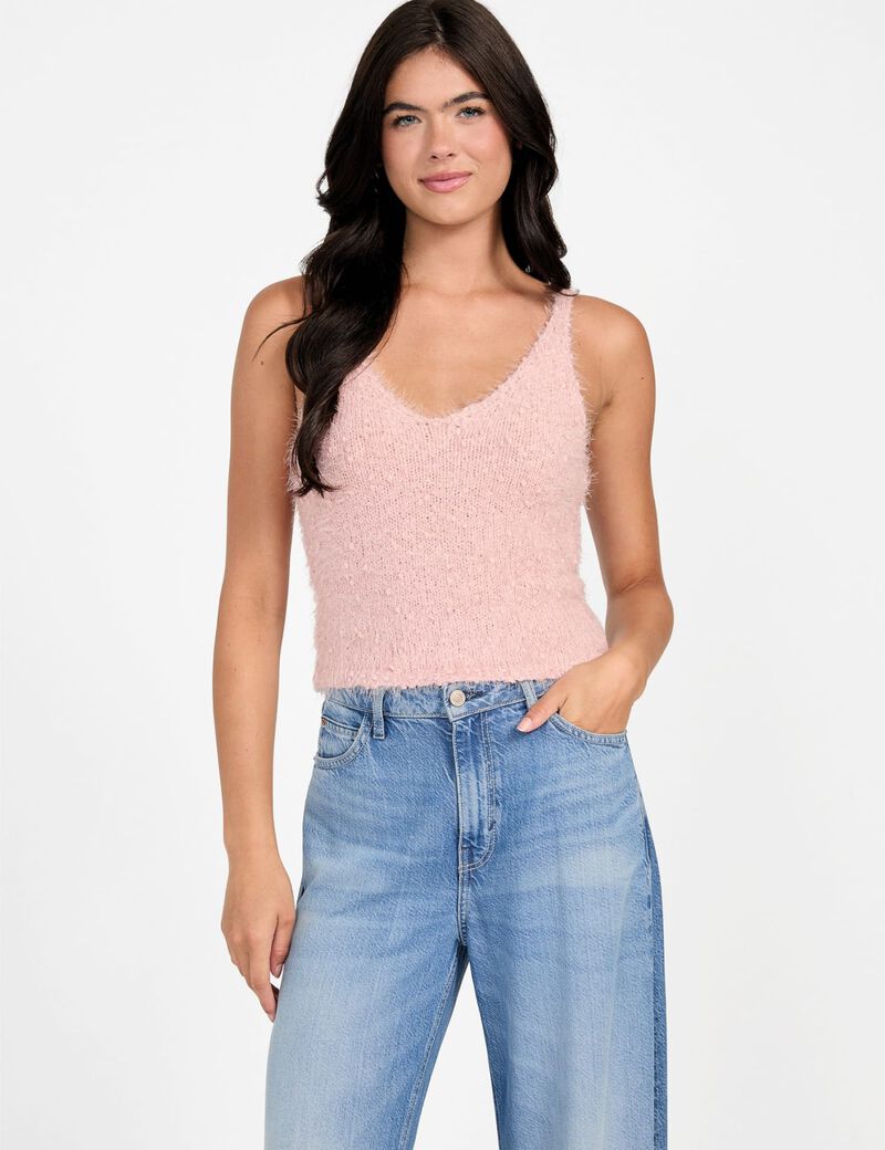 Fuzzy knit tank top