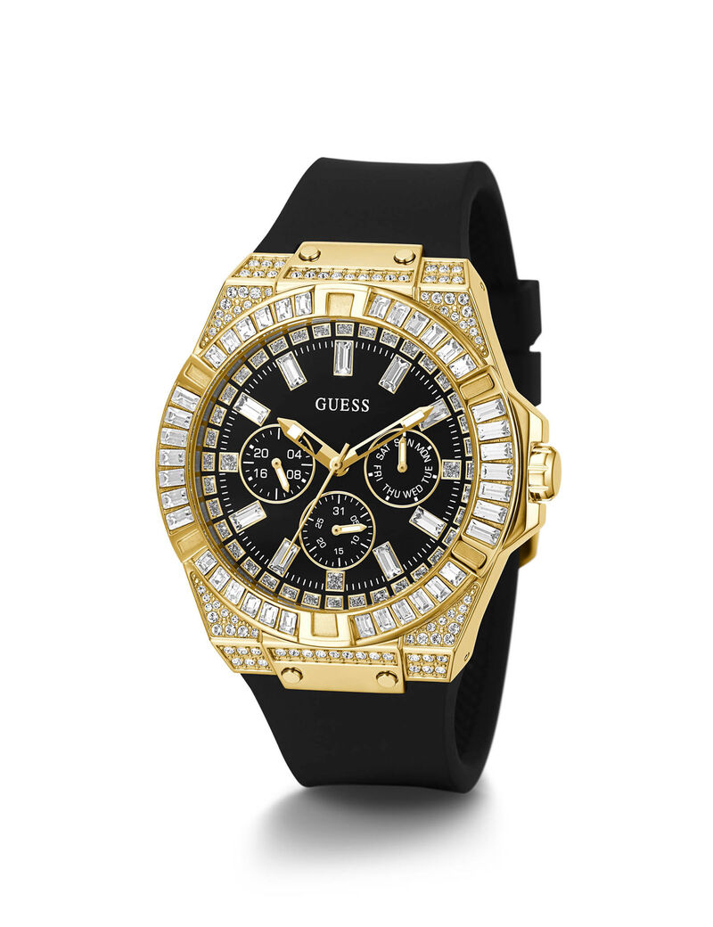 Gold And Black Multifunction Crystal Watch