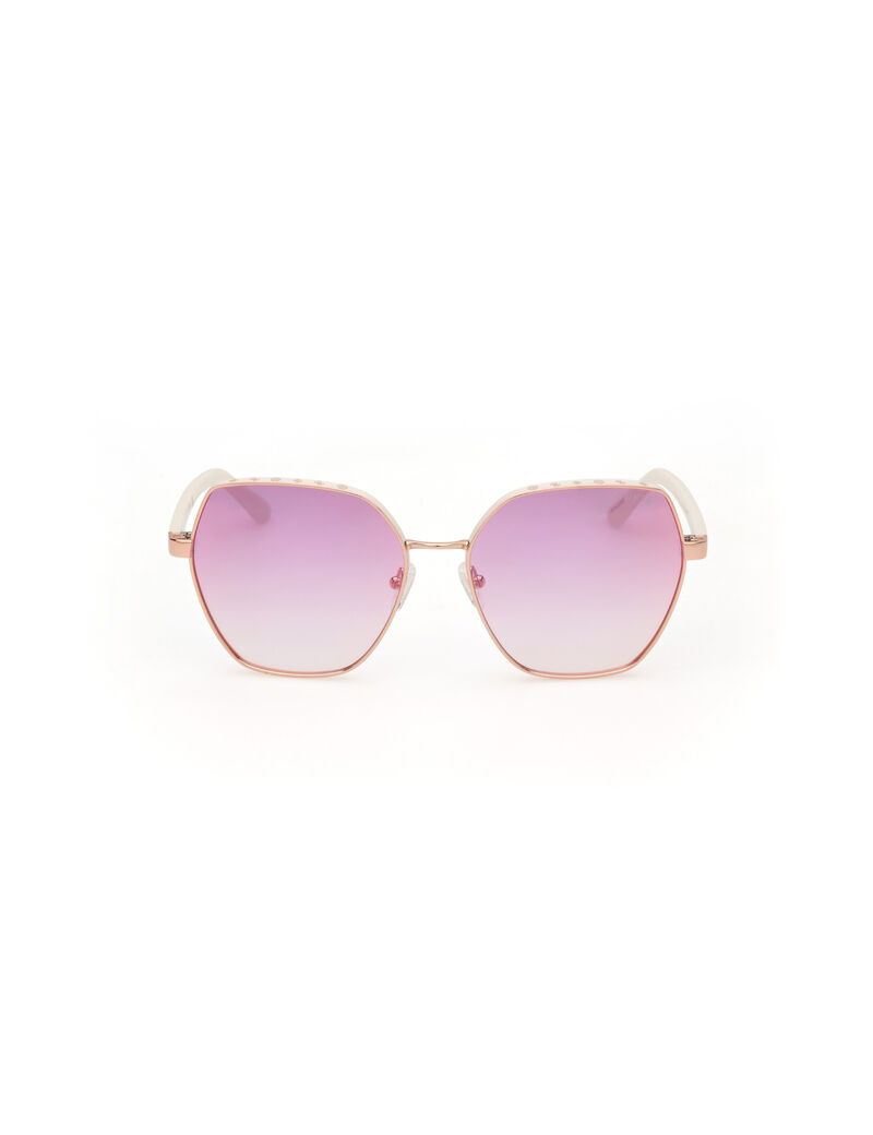 Metal Sun Glasses F White Gradient Or Mirror Violet