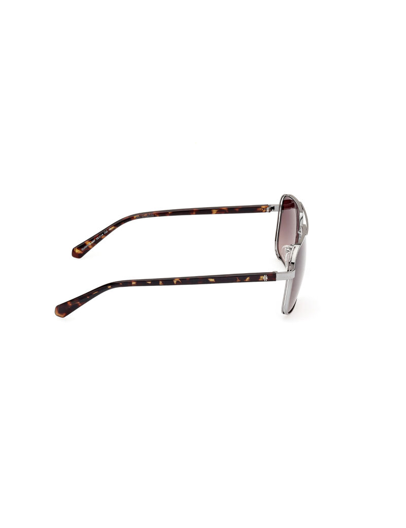 Metal Sun Glasses M Shiny Gunmetal Gradient Brown